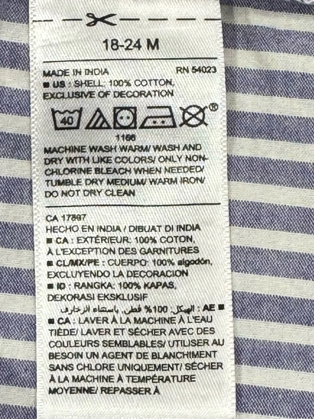 Old Navy Girls 18-24M Blue and White Striped Floral Embroidered Dress.